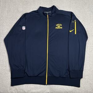 Green Bay Packers Jacket Mens 3XL Nike Full Zip On Field Dri-Fit Football NFL